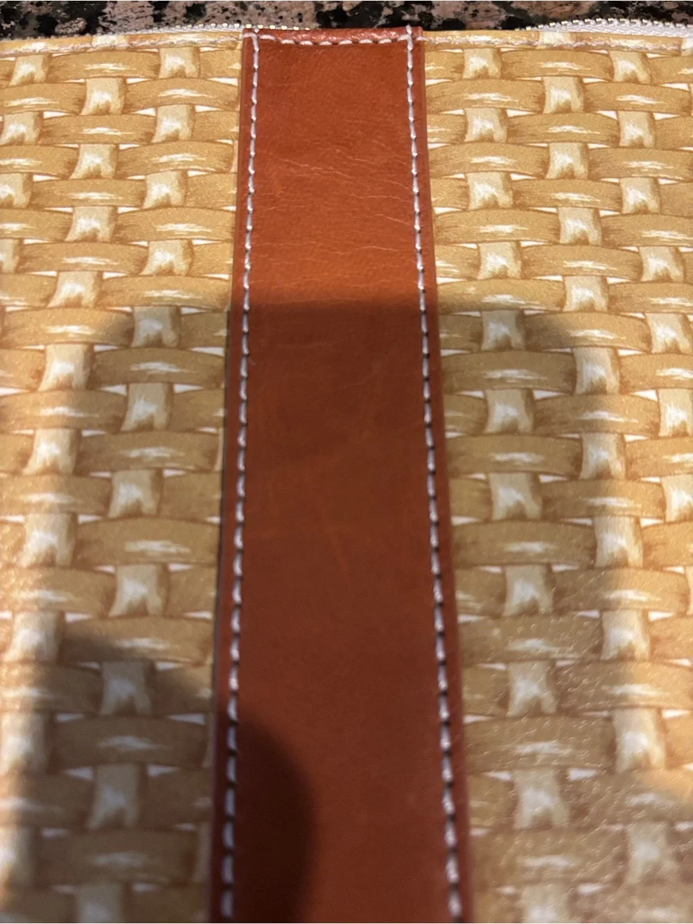 J. McLaughlin Gold Woven Clutch with Brown Accent